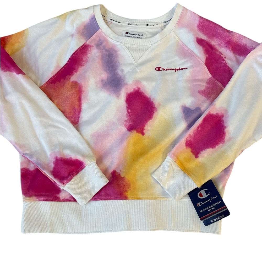 CHAMPION TIE-DYE CREW NECK SWEATSHIRT!!
